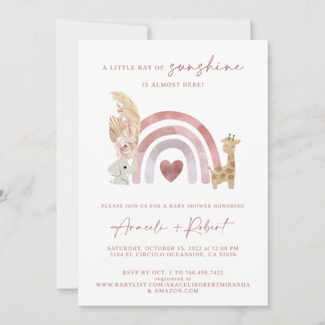 Boho Rainbow Baby Shower Invitation (Front)