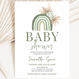 Boho Rainbow Baby Shower Invitation