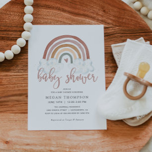 Boho Rainbow Baby Shower Invitation