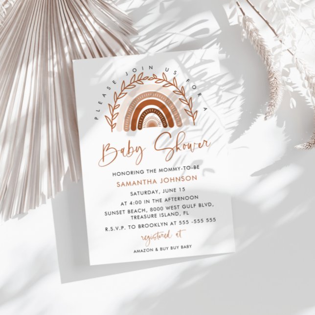 Boho Rainbow Baby Shower Invitation (Creator Uploaded)
