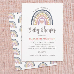 Boho Rainbow Baby Shower Invitation