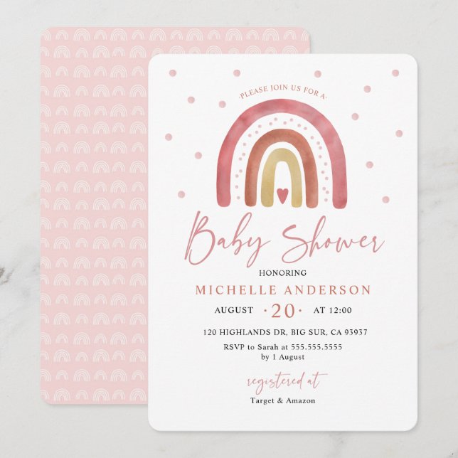 Boho Rainbow Baby Shower Invitation (Front/Back)