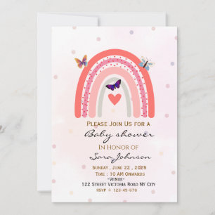 Boho Rainbow Baby Shower Invitation