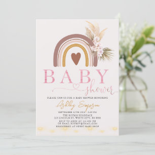 Boho Rainbow Baby Shower Invitation