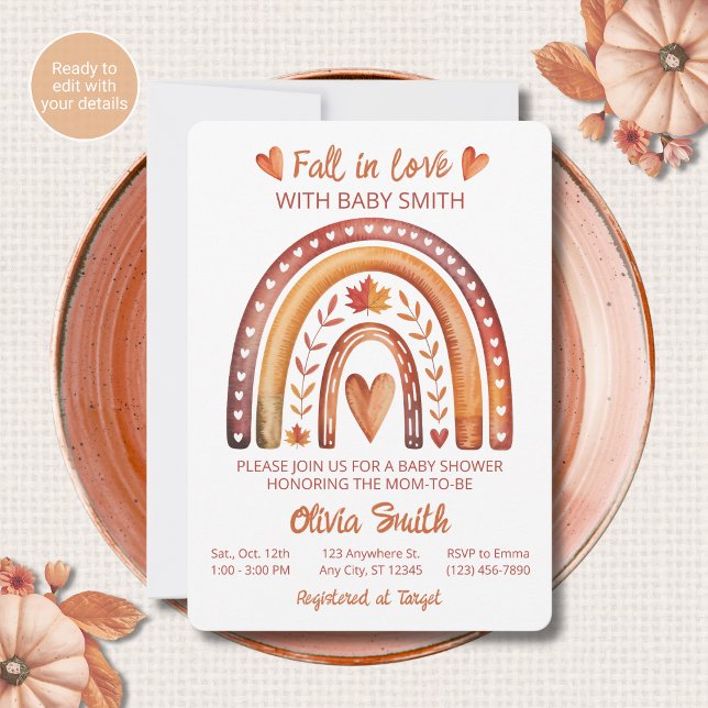 Boho Rainbow Baby Shower Invitation Terracotta (Creator Uploaded)