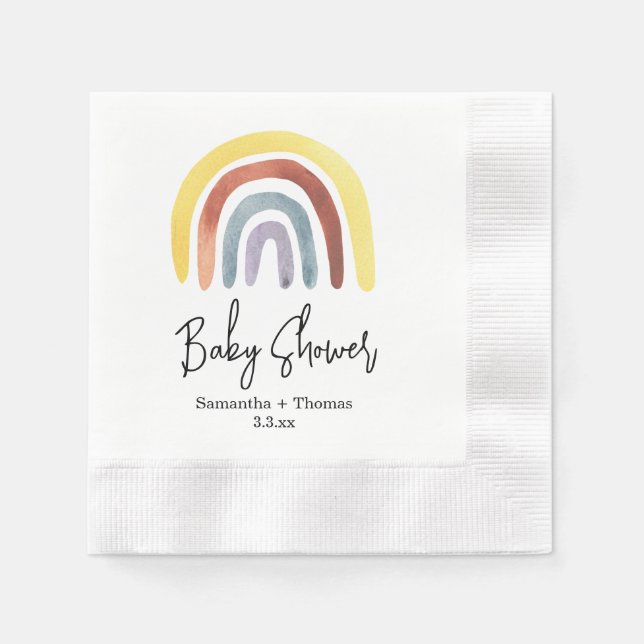 Boho rainbow baby shower napkin (Front)