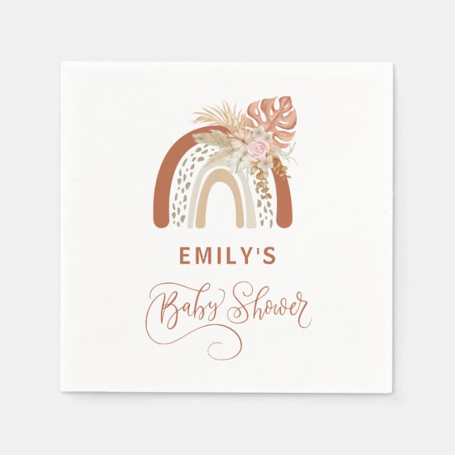 Boho Rainbow Baby Shower Napkin (Front)