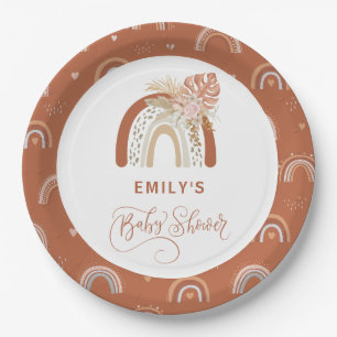 Boho Rainbow Baby Shower Paper Plate