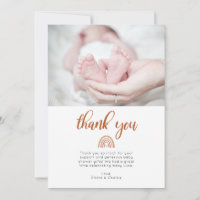 Boho Rainbow Baby Shower Photo Thank You Card