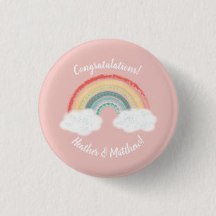 Boho Rainbow Baby Shower Pink 3 Cm Round Badge