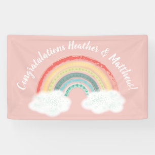 Boho Rainbow Baby Shower Pink Banner