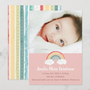 Boho Rainbow Baby Shower Pink Invitation