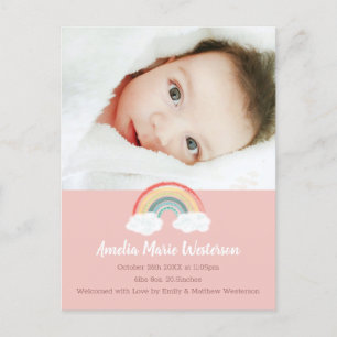 Boho Rainbow Baby Shower Pink Postcard
