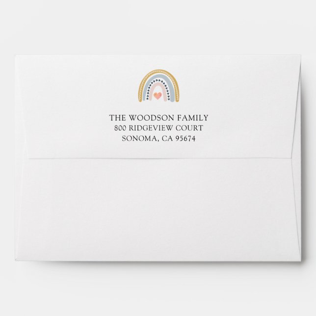 Boho Rainbow Baby Shower Return Address Envelope (Back (Top Flap))