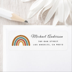 Boho Rainbow Baby Shower Return Address Label