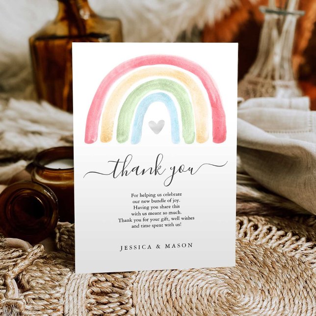 Boho Rainbow Baby Shower Thank You Card (Creator Uploaded)