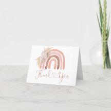 Boho Rainbow Baby Shower Thank You Card