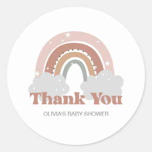 Boho Rainbow Baby Shower Thank You Classic Round Sticker