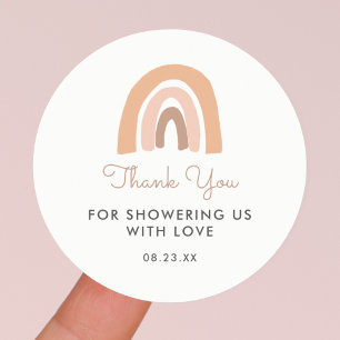 Boho Rainbow Baby Shower Thank You Favor Classic Round Sticker