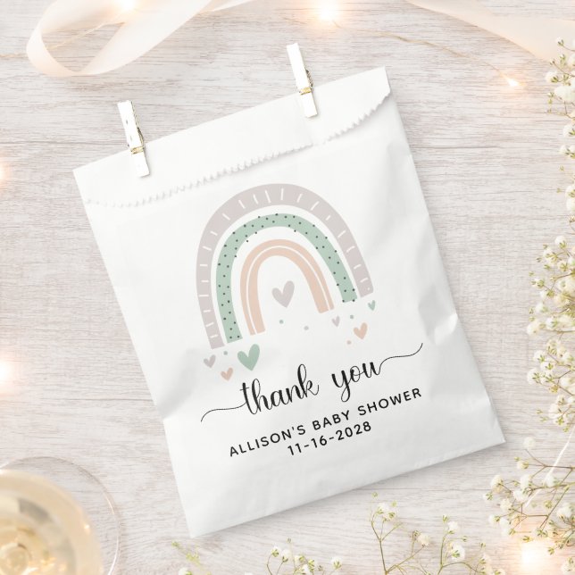 Boho Rainbow Baby Shower Thank You Favour Bags (Clipped)