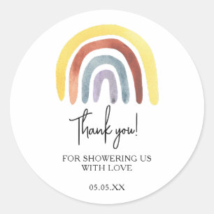 Boho rainbow baby shower thank you favour classic  classic round sticker