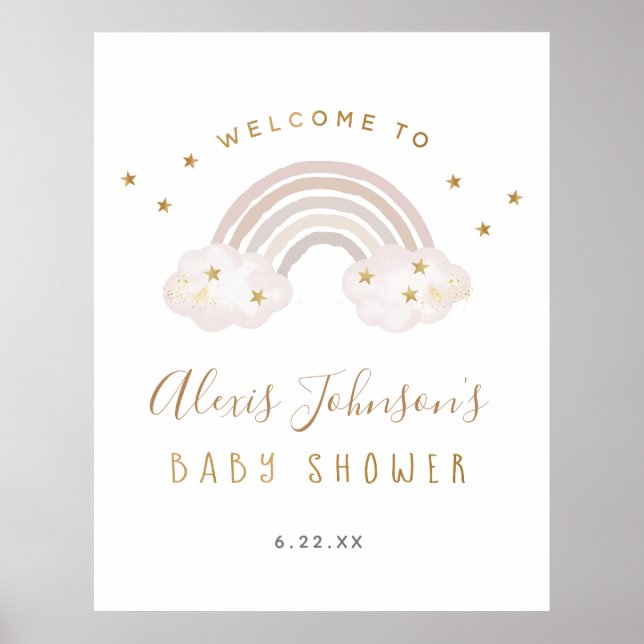 Boho Rainbow Baby Shower Welcome Poster (Front)