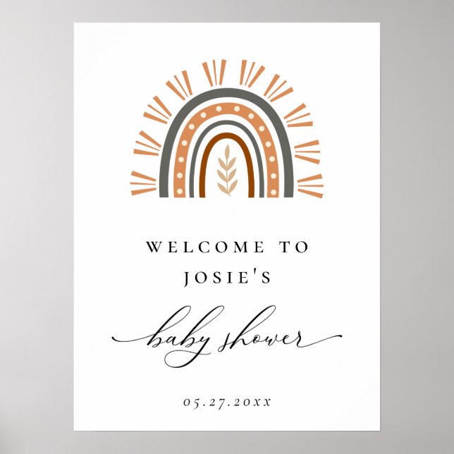 Boho Rainbow Baby Shower Welcome Poster (Front)