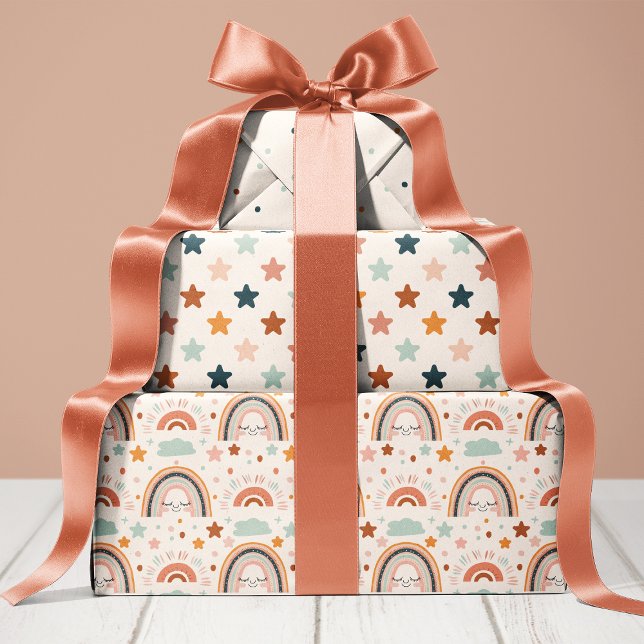 Boho Rainbow Baby Shower Wrapping Paper Sheet (Creator Uploaded)