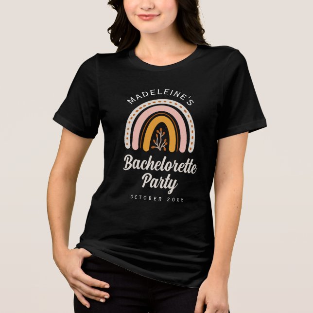 Boho rainbow bachelorette party black  Tri-Blend shirt (Front)