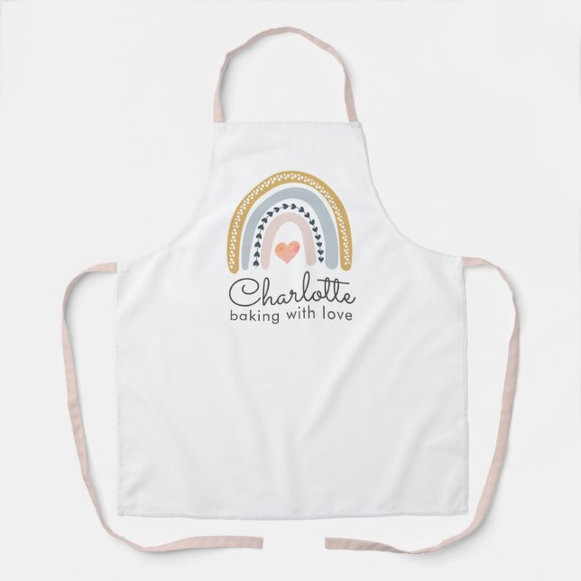 Boho Rainbow Baking With Love Apron (Front)