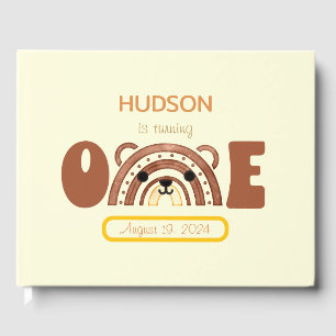 Boho Rainbow Bear First Birthday Guest Book