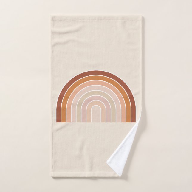 Boho Rainbow Beige Terracotta Bath Towel Set (Hand Towel)