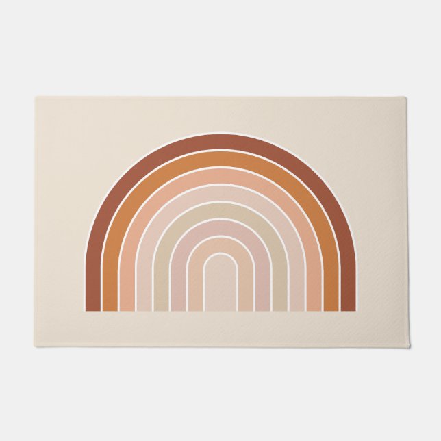 Boho Rainbow Beige Terracotta Doormat (Front)