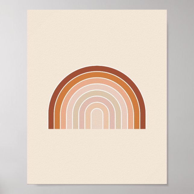 Boho Rainbow Beige Terracotta Poster (Front)