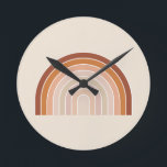 Boho Rainbow Beige Terracotta Round Clock<br><div class="desc">Rainbow - Boho Rainbow – Abstract Arches – Neutral Beige / Terracotta.</div>