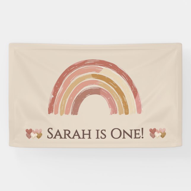 Boho rainbow birthday Banner (Horizontal)