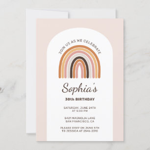 Boho Rainbow Birthday Invitation