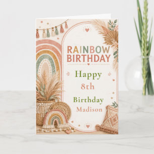 Boho Rainbow Birthday Party Card