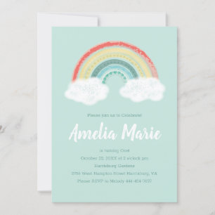 Boho Rainbow Birthday Party Kids Invitation