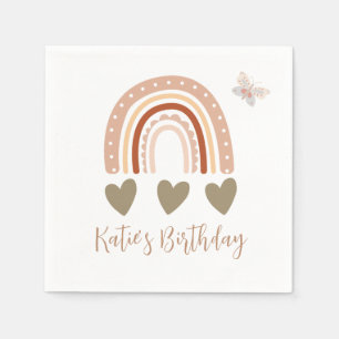 Boho Rainbow birthday party napkins
