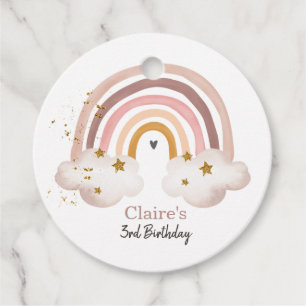 Boho Rainbow Birthday Tag Pastel Neutral Modern