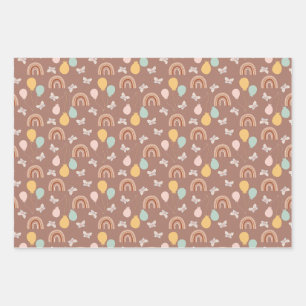 Boho Rainbow birthday wrapping paper sheets