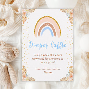 Boho Rainbow Blue Baby Shower Diaper Raffle Enclosure Card