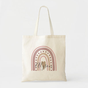 Boho Rainbow Blush Pink Muted Pastel Personalised Tote Bag