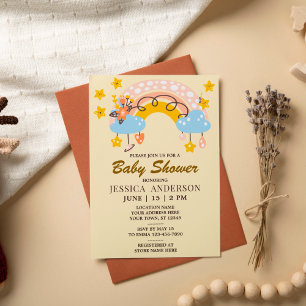 Boho Rainbow Bohemian Stars Baby Shower Invitation