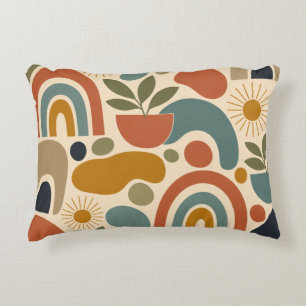 Boho Rainbow & Botanical Seamless Pattern Decorative Cushion