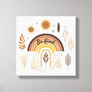 Boho Rainbow Botanicals Be Kind Canvas Print