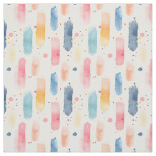 Boho Rainbow Brush Strokes & Dots Fabric