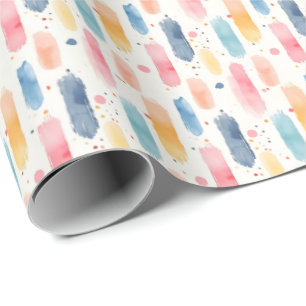 Boho Rainbow Brush Strokes & Dots Wrapping Paper