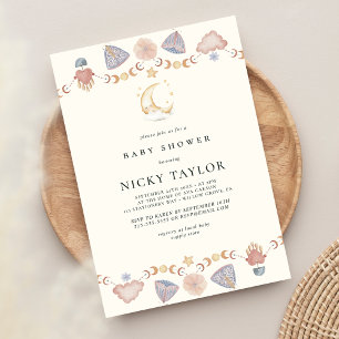 Boho Rainbow Butterfly Baby Shower Invitation